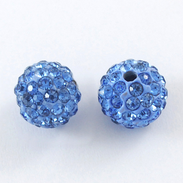 

PandaHall Pave Disco Ball Beads, Polymer Clay Rhinestone Beads, Round, Light Sapphire, 10mm, Hole: 1.5mm Polymer Clay+Glass Rhinestone Round..., Blue