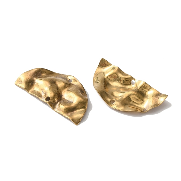 

PandaHall Brass Connector Charms, Double-Sided Textured Half Round Links, Raw(Unplated), 15x29x2~3mm, Hole: 1.5mm Brass Half Round