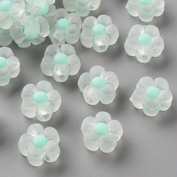 

PandaHall Transparent Acrylic Beads, Frosted, Bead in Bead, Flower, Aquamarine, 12x12.5x6mm, Hole: 2.5mm, about 893pcs/500g Acrylic Flower..., Green