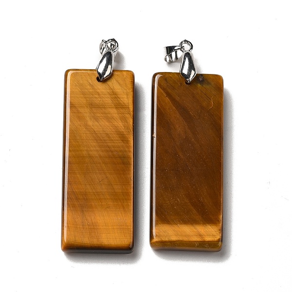

PandaHall Natural Tiger Eye Big Pendants, Rectangle Charms, with Rack Plating Platinum Plated Brass Snap on Bails, Lead Free & Cadmium Free...