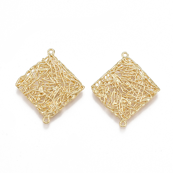 

PandaHall Brass Links connectors, Rhombus, Nickel Free, Real 18K Gold Plated, 31x27x2mm, Hole: 1.2mm Brass Rhombus
