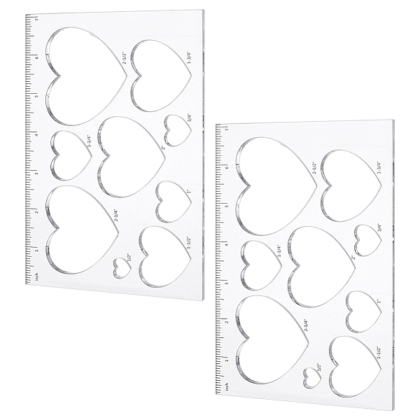 PandaHall Multifunctional Acrylic Drawing Scale Ruler, Painting Stencils, for Student Painting Supplies, Craft Projects, Heart Pattern...