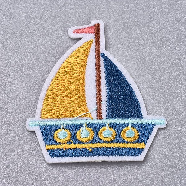 

PandaHall Computerized Embroidery Cloth Iron on/Sew on Patches, Costume Accessories, Appliques, for Backpacks, Clothes, Ship, Gold...