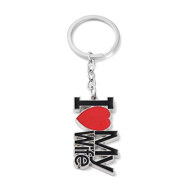 

PandaHall Alloy Enamel Keychains, Word with Heart, Platinum, 10.7cm Alloy Word