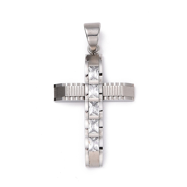 

PandaHall 304 Stainless Steel Big Pendants, Cross, with Rhinestones, Stainless Steel Color, 50x32x6mm, Hole: 10x8mm Stainless..., Clear