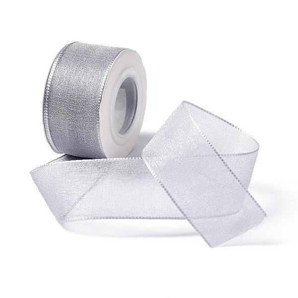 

PandaHall 10 Yards Polyester Chiffon Ribbon, for DIY Jewelry Making, Silver, 1- inch(25.5mm) Polyester None Silver