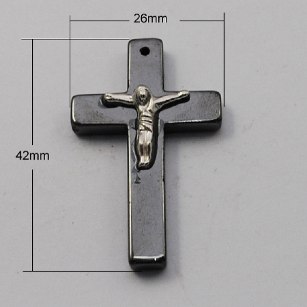 

PandaHall Non-magnetic Hematite Pendants, For Easter, Grade A, Crucifix Cross, Black, 42x26x8mm, Hole: 1mm Non-magnetic Hematite Cross Black