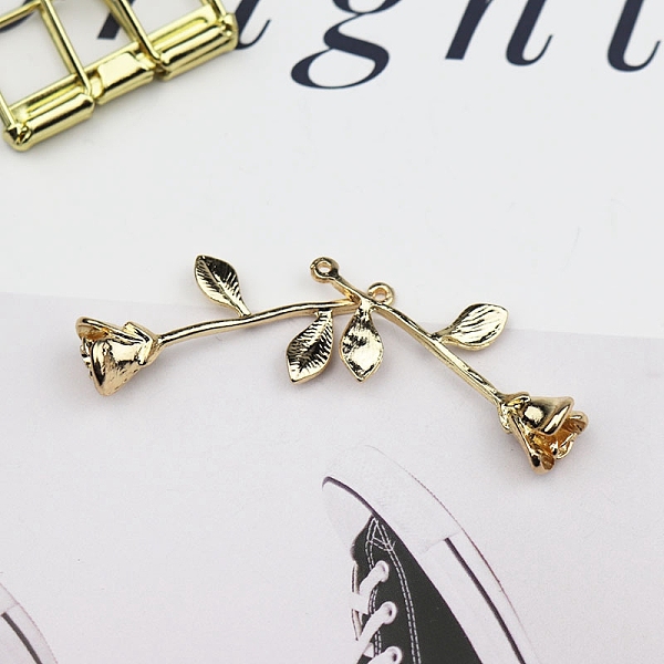 

PandaHall Alloy Rose Pendants, Golden, 40x20mm Alloy Flower