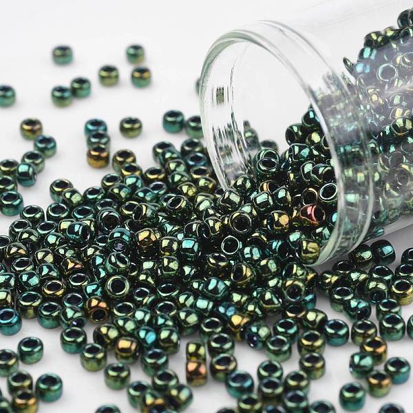 

PandaHall TOHO Round Seed Beads, Japanese Seed Beads, (507) Green Iris Higher Metallic, 8/0, 3mm, Hole: 1mm, about 10000pcs/pound Glass...