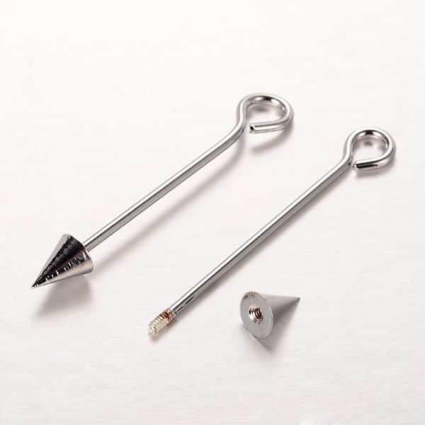 

PandaHall Brass Split Eye Pin, Arrow, Platinum, 52~59x6mm, Hole: 4mm, Pin: 1.5mm Brass