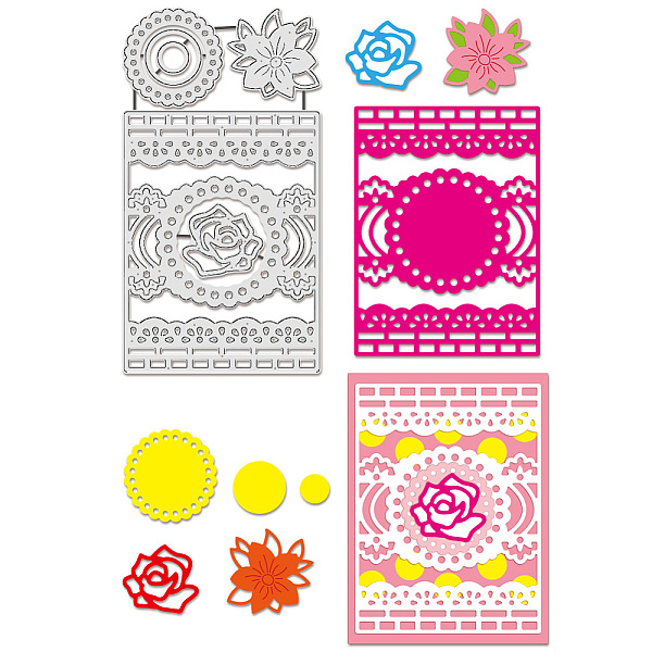 

PandaHall BENECREAT Rose Background Cutting Dies, Flower Circular Frame Stencils Decorative Embossing Stencils for Scrapbooking, Photo Album...