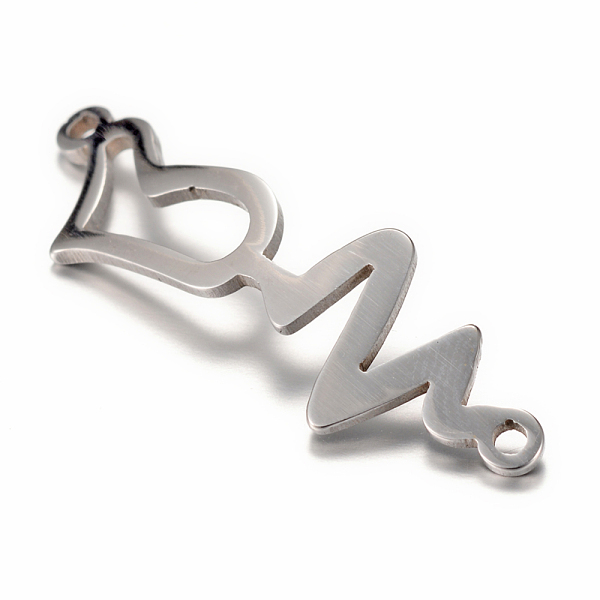 

PandaHall 201 Stainless Steel Links connectors, Heartbeat, Stainless Steel Color, 31.5x10x1mm, Hole: 1mm 201 Stainless Steel Heart