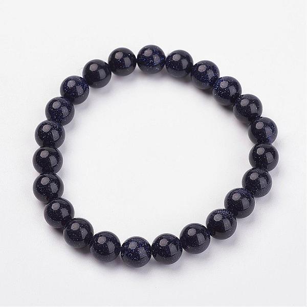 

PandaHall Synthetic Blue Goldstone Stretch Bracelets, Round, 50mm(2 inch), Bead: 8.5mm Blue Goldstone