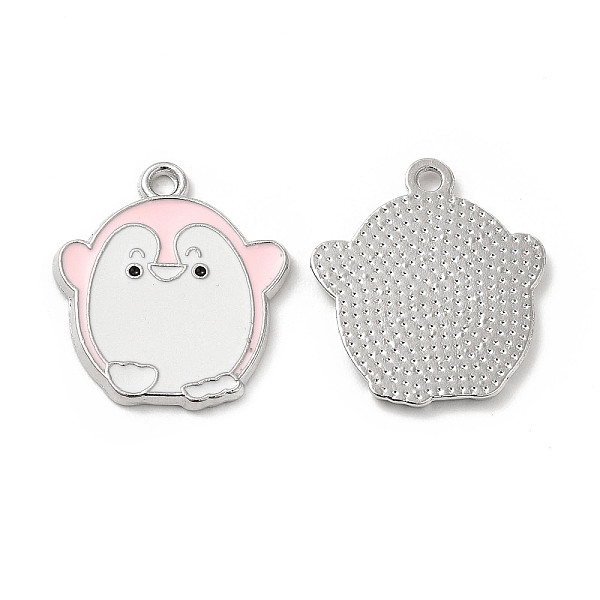 

PandaHall Alloy Enamel Pendants, Penguin Charms, Platinum, Pink, 21.5x18.5x1.5mm, Hole: 1.6~1.8mm Alloy+Enamel Penguin Pink