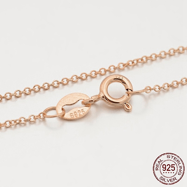 

PandaHall Sterling Silver Rolo Chain Necklaces, with Spring Ring Clasps, Thin Chain, Rose Gold, 18 inch, 1mm Sterling Silver