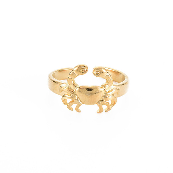 

PandaHall Ion Plating(IP) 304 Stainless Steel 12 Constellations/Zodiac Signs Open Cuff Ring for Women, Nickel Free, Real 18K Gold Plated...