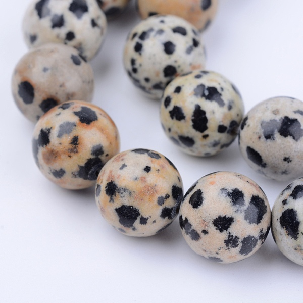 

PandaHall Natural Dalmatian Jasper Beads Strands, Round, 6~6.5mm, Hole: 1mm, about 58~61pcs/strand, 15.5 inch Dalmatian Jasper Round