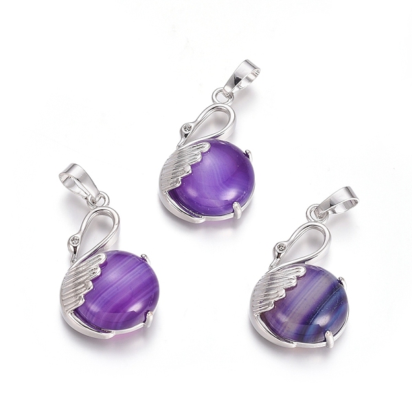 

PandaHall Natural Agate Pendants, with Platinum Tone Brass Findings, Swan, Dyed & Heated, 30.8x18.8x8.5mm, Hole: 7x5mm Natural Agate Other...