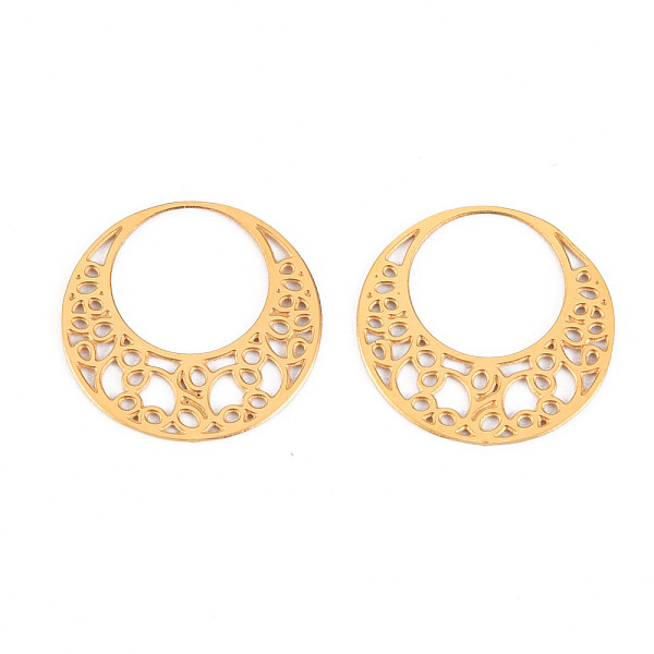 

PandaHall 304 Stainless Steel Filigree Joiners Links, Laser Cut, Flat Round, Real 14K Gold Plated, 15x0.5mm 304 Stainless Steel Flat Round