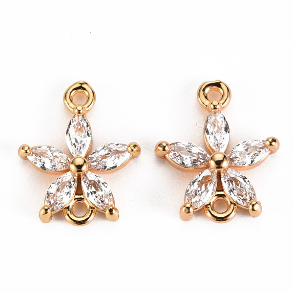 

PandaHall Brass Clear Cubic Zirconia Links Connectors, FLower, Real 18K Gold Plated, 11.5x10x3mm, Hole: 1mm Brass+Cubic Zirconia Flower...
