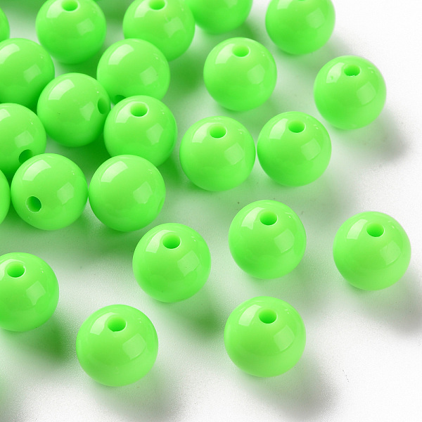 

PandaHall Opaque Acrylic Beads, Round, Lime, 12x11mm, Hole: 1.8mm, about 566pcs/500g Acrylic Round Green