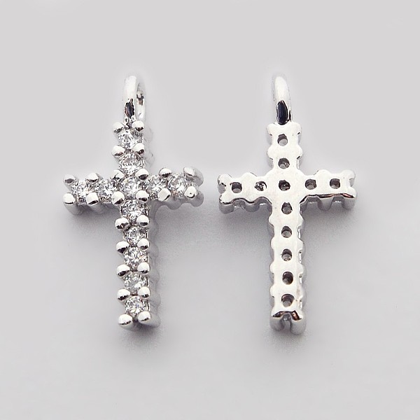 

PandaHall Brass Micro Pave Cubic Zirconia Latin Cross Pendants, Cadmium Free & Nickel Free & Lead Free, Real Platinum Plated, 15.8x9x2.5mm..., Clear