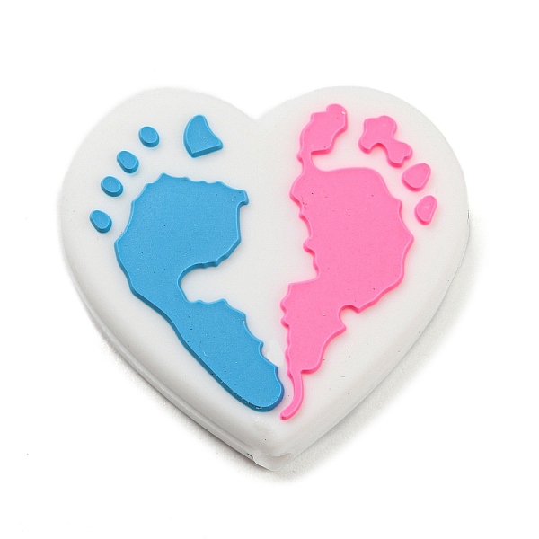 

PandaHall Heart with Footprint Food Grade Eco-Friendly Silicone Focal Beads, Chewing Beads For Teethers, DIY Nursing Necklaces Making...