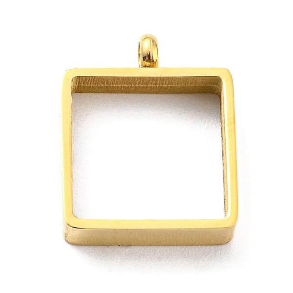 

PandaHall 304 Stainless Steel Pendants, Hollow, Square Charm, Real 14K Gold Plated, 15x12x3mm, Hole: 1mm 304 Stainless Steel Square