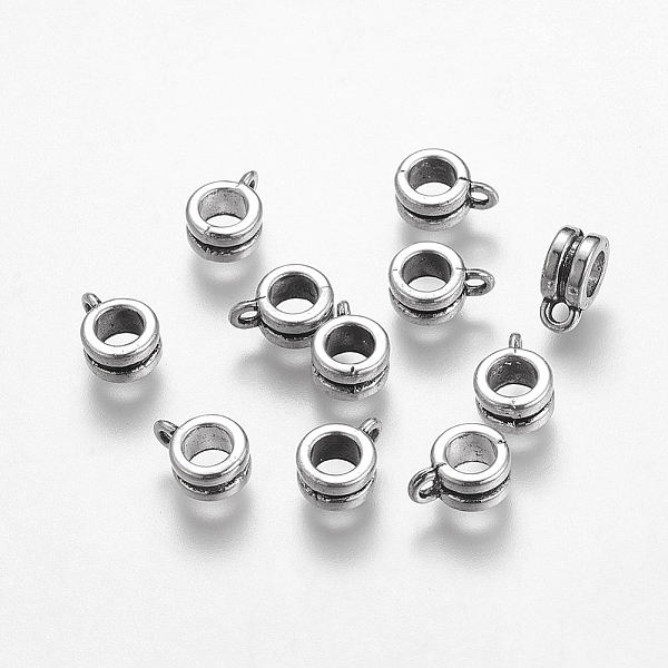 

PandaHall Tibetan Style Alloy Tube Bails, Loop Bails, Column Bail Beads, Cadmium Free & Lead Free, Antique Silver, 9.5x7x4mm, Hole: 2mm...
