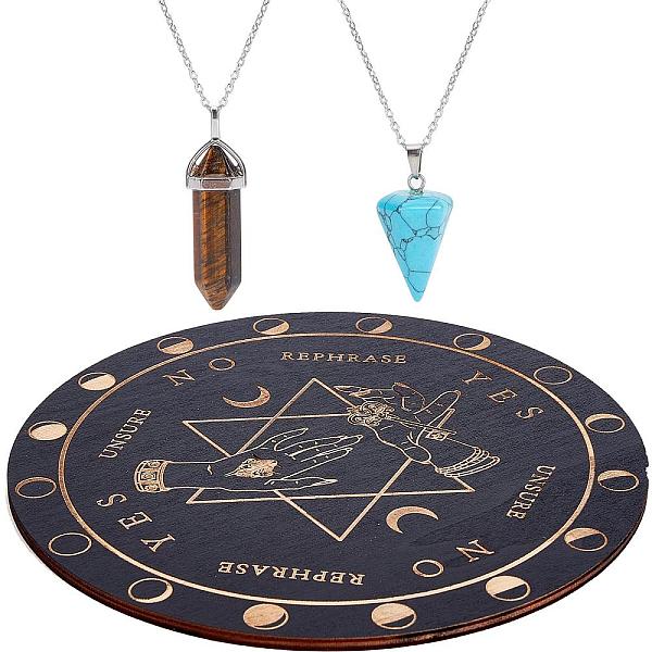 

PandaHall CREATCABIN DIY Star of David Pendulum Board Dowsing Divination Making Kit, Including Natural Tiger Eye & Synthetic Blue Turquoise...