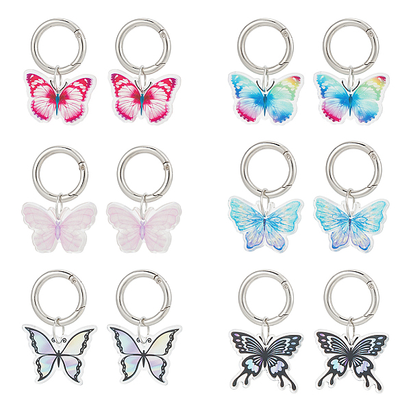 

PandaHall Printed Acrylic Shoe Charms, with Alloy Spring Gate Rings, Butterfly, Mixed Color, 53~60mm, 6 style, 2pcs/style, 12pcs/set Acrylic..., Multicolor