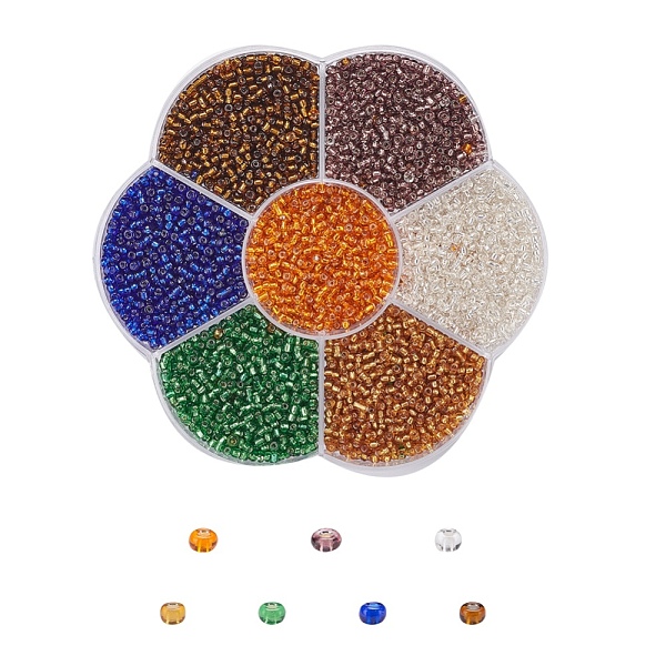 

PandaHall 7 Colors Glass Round Seed Beads, Silver Lined Round Hole Beads, Small Craft Beads, for DIY Jewelry Making, Mixed Color, 12/0, 2mm..., Multicolor