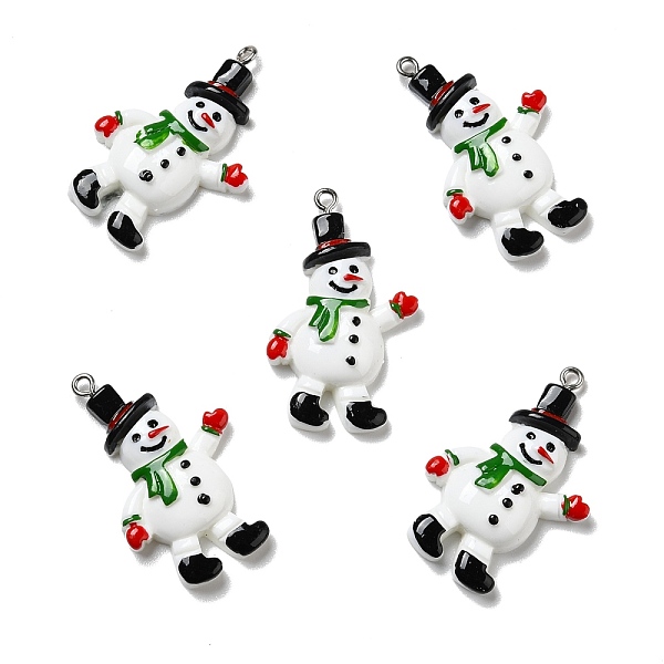 

PandaHall Opaque Resin Pendants, with Platinum Tone Iron Loops, Christmas Theme, Snowman, White, 39.5x25x7mm, Hole: 2mm Iron+Resin Snowman...