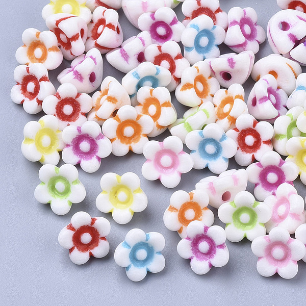 

PandaHall Acrylic Beads, Craft Beads, Flower, Mixed Color, 10x10x6.5mm, Hole: 1.8mm, about 1600pcs/500g Acrylic Flower Multicolor