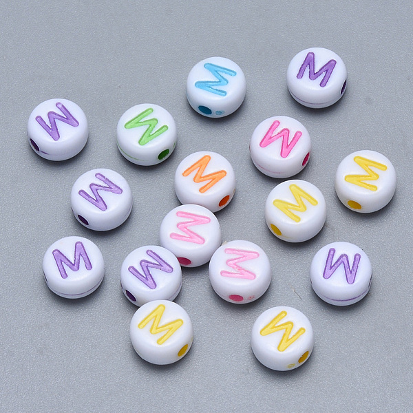 

PandaHall Craft Acrylic Horizontal Hole Letter Beads, Flat Round, Mixed Color, Letter.M, 7x3.5~4mm, Hole: 1.5mm, about 3600pcs/500g Acrylic..., Multicolor