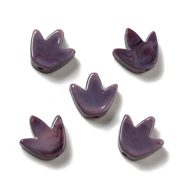

PandaHall Glass Beads, Tulip Flower, Dark Slate Blue, 16x16x5.5~6mm, Hole: 2mm Glass Flower