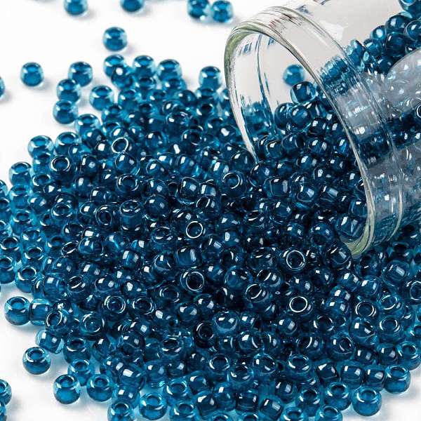 

PandaHall TOHO Round Seed Beads, Japanese Seed Beads, (932) Inside Color Aqua/Capri Lined, 8/0, 3mm, Hole: 1mm, about 222pcs/10g Glass Cyan