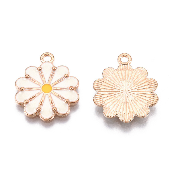 

PandaHall Alloy Enamel Pendants, Cadmium Free & Lead Free, Flower, Light Gold, White, 22x18x2mm, Hole: 1.8mm Alloy+Enamel Flower White