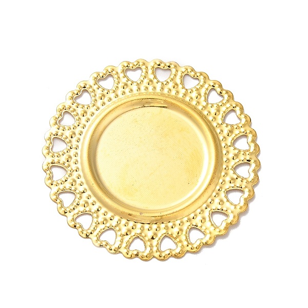 

PandaHall Iron Cabochon Connector Settings, Etched Metal Embellishments, Flat Round, Golden, Tray: 18mm, 34.5x1mm Iron Flat Round