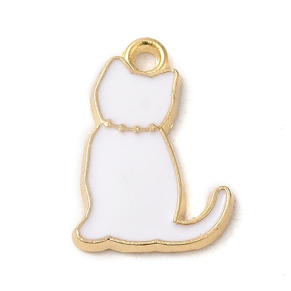 

PandaHall Alloy Enamel Pendants, Cat Charm, Golden, WhiteSmoke, 15.5x11x1.3mm, Hole: 1.4mm Alloy+Enamel Cat Shape White