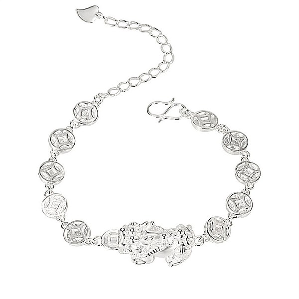 

PandaHall Brass Link Bracelets, Pi Xiu, Silver, 6-1/4 inch(16cm) Brass
