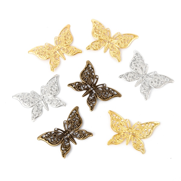 

PandaHall Iron Pendants, Etched Metal Embellishments, Butterfly, Mixed Color, 26x39x1mm, Hole: 1mm Iron Butterfly