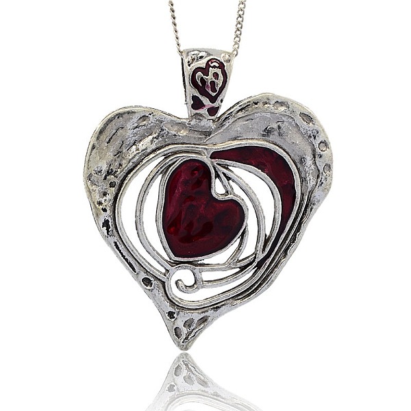 

PandaHall Antique Silver Tone Alloy Enamel Heart Big Pendants, Dark Red, 77x63x2mm, Hole: 8x11mm Alloy+Enamel Heart Red