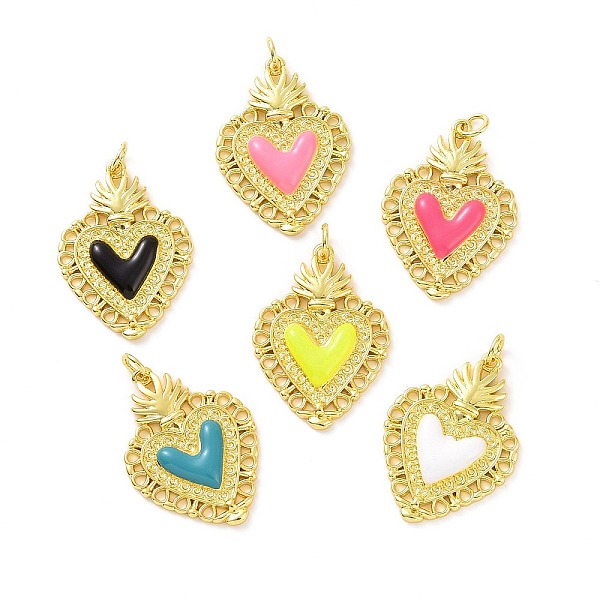 

PandaHall Rack Plating Brass Enamel Pendants, with Jump Ring, Long-Lasting Plated, Real 18K Gold Plated, Cadmium Free & Lead Free, Sacred..., Multicolor
