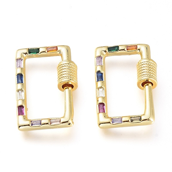 

PandaHall Brass Micro Pave Cubic Zirconia Screw Carabiner Lock Charms, for Necklaces Making, Rectangle, Golden, Colorful, 22.5x14.5x5mm...