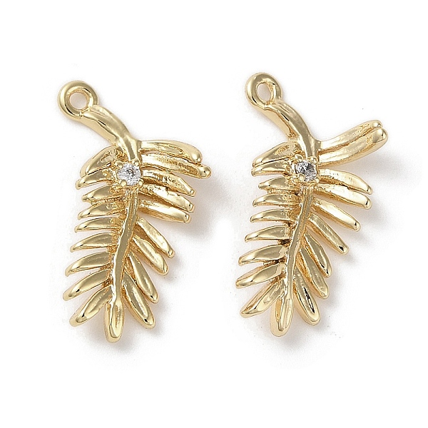 

PandaHall Brass Micro Pave Clear Cubic Zirconia Pendants, Leaf, Real 18K Gold Plated, 18.5x8x4mm, Hole: 1mm Brass+Cubic Zirconia Leaf Clear