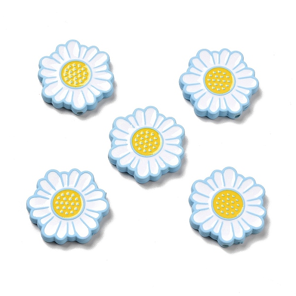 

PandaHall Opaque Acrylic Beads, with Enamel, Sunflower, Light Sky Blue, 24.5x23x4mm, Hole: 1.5mm Acrylic Flower