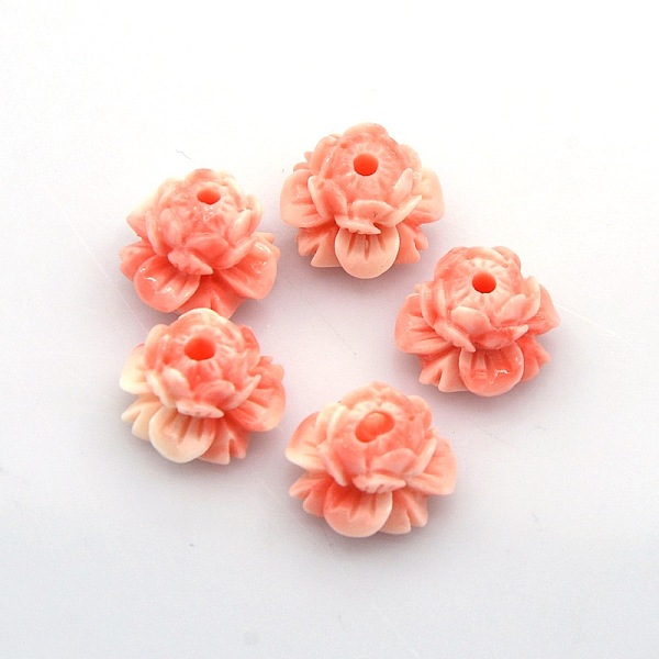 

PandaHall Lotus Resin Beads, Dark Salmon, 9x13mm, Hole: 2mm Resin Flower Red