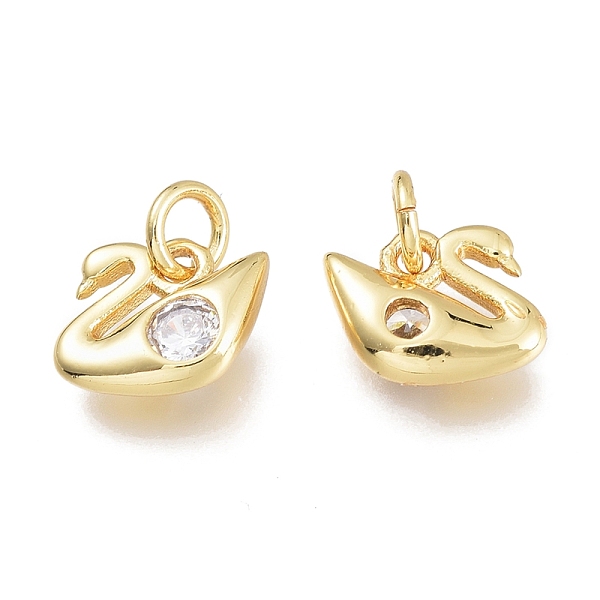 

PandaHall Brass Micro Pave Clear Cubic Zirconia Charms, with Jump Ring, Swan, Golden, 6.5x8.5x2.5mm, Hole: 1.5mm, Jump Rings: 3.5x0.8mm...