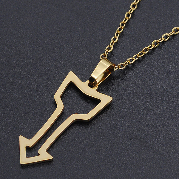

PandaHall 201 Stainless Steel Pendant Necklaces, with Cable Chains and Lobster Claw Clasps, Arrows, Golden, 17.7 inch(45cm), 1.5mm 201...